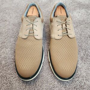 J&M Beige Knit Plain Toe Men’s Dress Shoes size 12M